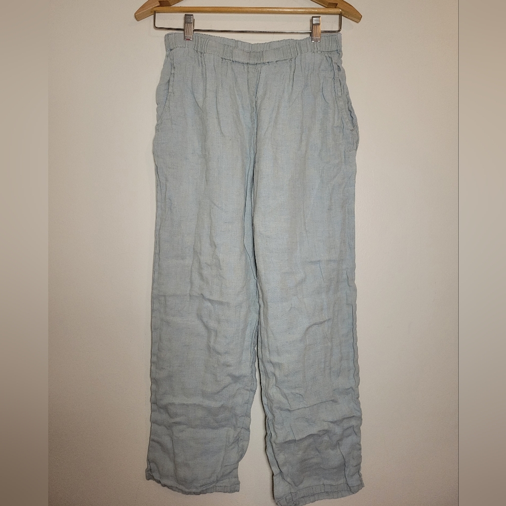 flax 100% linen green blue pants small